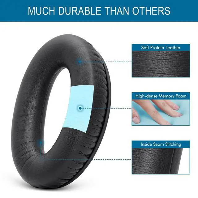 Alt view image 3 of 7 - A20 Ear Pads Replacement, Ear Cushions Cover for Bose A20 Aviation Headset | with High Density Memory Foam (Black)
