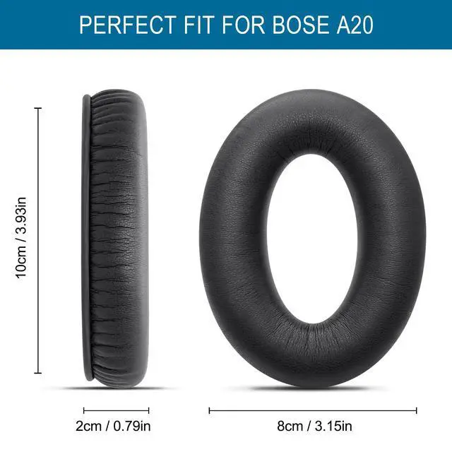 Alt view image 5 of 7 - A20 Ear Pads Replacement, Ear Cushions Cover for Bose A20 Aviation Headset | with High Density Memory Foam (Black)