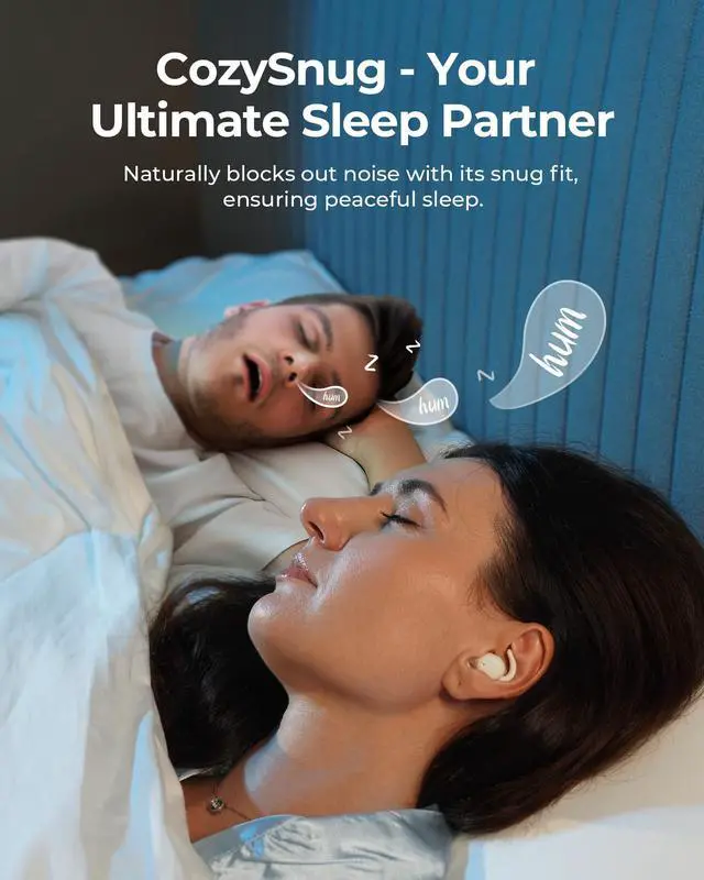 Alt view image 2 of 7 - CozySnug C1 Sleep Earbuds, Bluetooth 5.3 Noise-Blocking Sleep Headphones, App Control, Comfortable Fit, 3 Sizes of Ear Tips, 21H Playtime, Compact Design for Side Sleepers