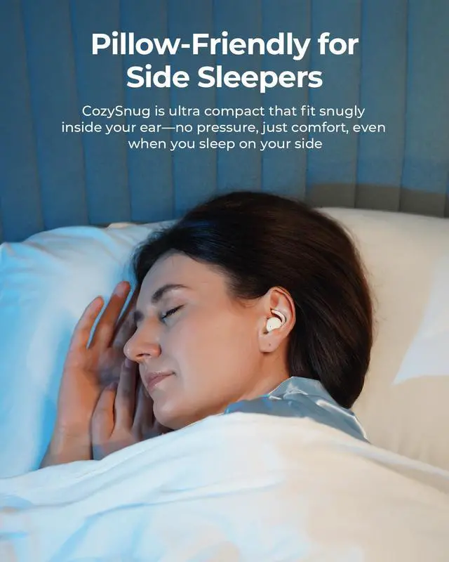Alt view image 4 of 7 - CozySnug C1 Sleep Earbuds, Bluetooth 5.3 Noise-Blocking Sleep Headphones, App Control, Comfortable Fit, 3 Sizes of Ear Tips, 21H Playtime, Compact Design for Side Sleepers