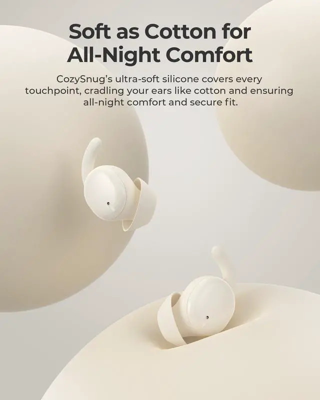 Alt view image 6 of 7 - CozySnug C1 Sleep Earbuds, Bluetooth 5.3 Noise-Blocking Sleep Headphones, App Control, Comfortable Fit, 3 Sizes of Ear Tips, 21H Playtime, Compact Design for Side Sleepers