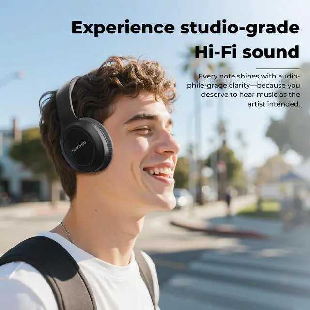 Alt view image 2 of 7 - Headphones Wireless Over Ear, 70 Hours Playtime Bluetooth Headphones Built-in Microphone, Foldable Lightweight Headset with Bluetooth 5.4, HiFi Stereo Sound for PC Cellphone Travel Office (Black)