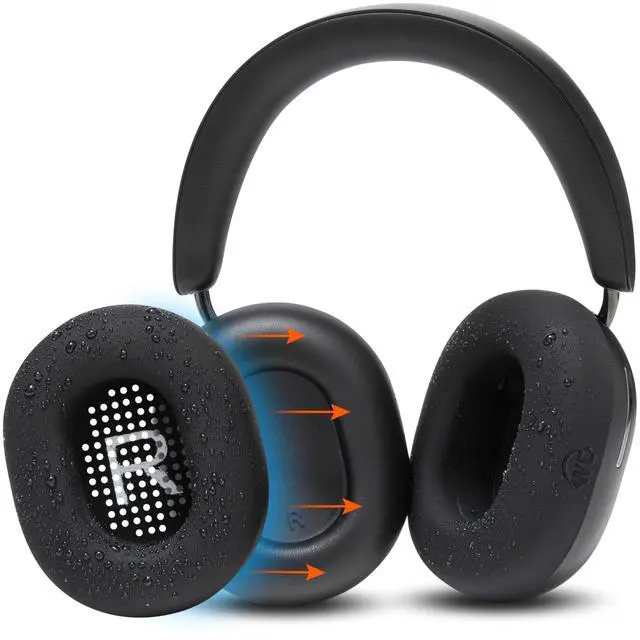 Main image of SweatZ Ace - Patented Earpad Sweat Covers for Sonos Ace Wireless Noise Cancelling Headphones by Wicked Cushions | Sweatproof & Easily Washable | Black