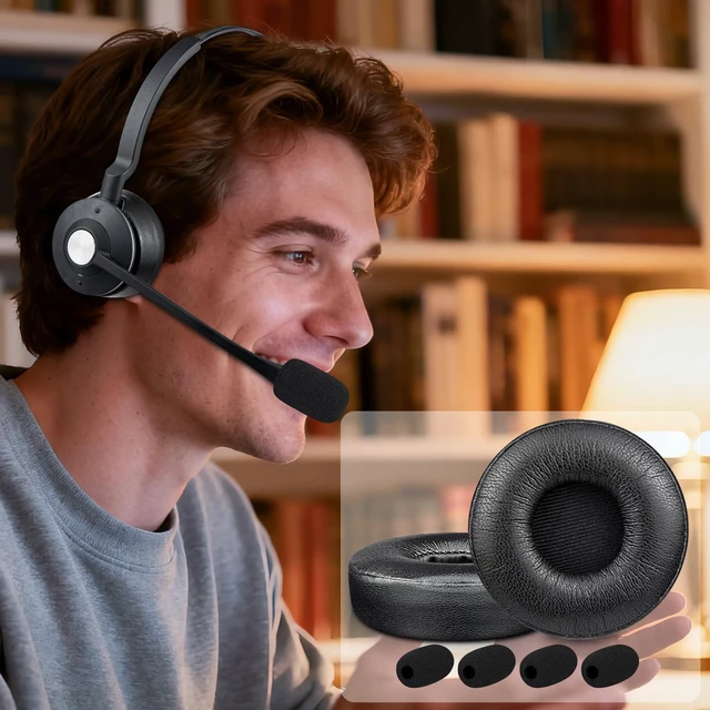 Alt view image 5 of 7 - Earpads for Jabra Engage 55/65/75 - Mono Black | (Do Not Fit Engage 50, Engage 55/65/75 Stereo Version), for Engage 55/65/75 (Mono Version) Headphones