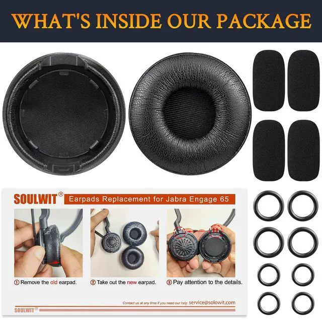 Alt view image 7 of 7 - Earpads for Jabra Engage 55/65/75 - Mono Black | (Do Not Fit Engage 50, Engage 55/65/75 Stereo Version), for Engage 55/65/75 (Mono Version) Headphones
