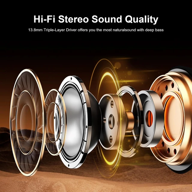 Alt view image 6 of 7 - Wireless Earbuds 96H Bluetooth 5.4 Sport Headphones with Earhooks, Black IP7 Waterproof In-Ear Buds with ENC Noise Cancelling Mic, Dual LED Display Case & Hi-Fi Deep Bass for Gym Workouts