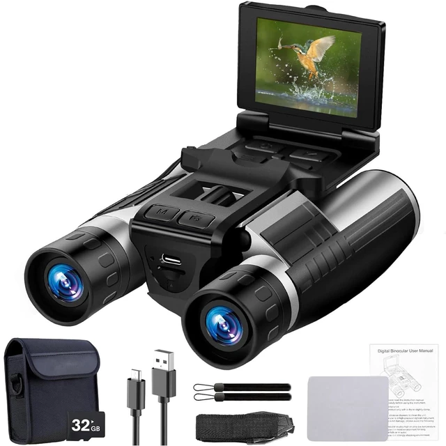 Main image of 12x32 Digital Binoculars with Camera, 48MP 2.5K Video for Bird Watching 2.4" LCD 12x32 Binoculars Camera 48MP 2.5K Video Recorder for Sports Outdoor Hunting Concerts Includes 32GB Card