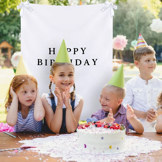 Alt view image 7 of 7 - 29x39 Inch Happy Birthday Banner Burlap Happy Birthday Backdrop Fabric Birthday-Party Decorations, Boho Rustic Photo Props Sign with Hanging String for Indoor Outdoor Yard Wall Decor