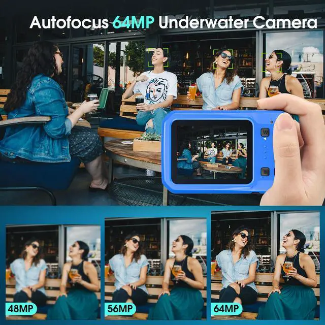 Alt view image 3 of 7 - 4K Underwater Camera, 64MP 16FT Compact Waterproof Camera with 16GB Card | Floatable Digital Camera, 16X Digital Zoom, Auto Focus, Fill Light, 650mAh Battery, Ideal for Travel, Surfing, Swimming