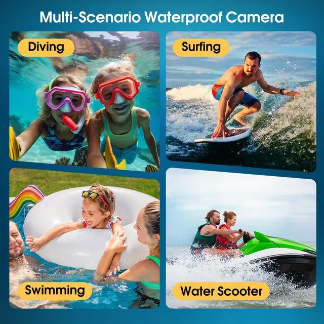 Alt view image 7 of 7 - 4K Underwater Camera, 64MP 16FT Compact Waterproof Camera with 16GB Card | Floatable Digital Camera, 16X Digital Zoom, Auto Focus, Fill Light, 650mAh Battery, Ideal for Travel, Surfing, Swimming