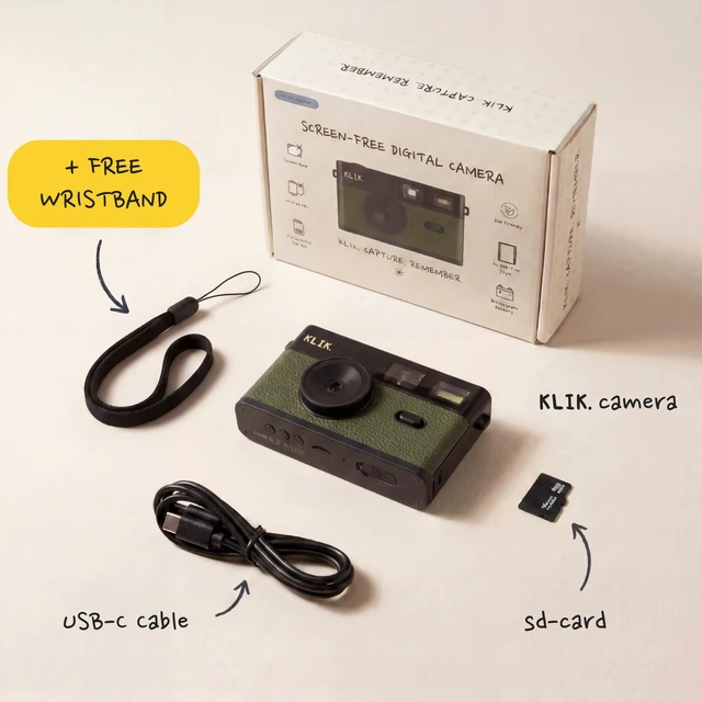 Alt view image 7 of 7 - Screen-Free Digital Camera Stay Present & Capture Retro Photos 3 Vintage Film-Style Filters, 500 Shots Per Charge, Built-in Flash, USB-C Photo Transfer, Rechargeable (Green)