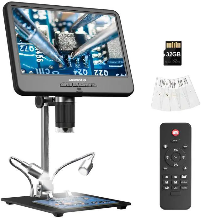 Main image of AD210 10.1 Inch LCD Digital Microscope for Soldering, Coin | Microscope for Electronics Repair, Coin Microscope Camera Full View for Error Coins with Light, Slides Kit, 32G Card