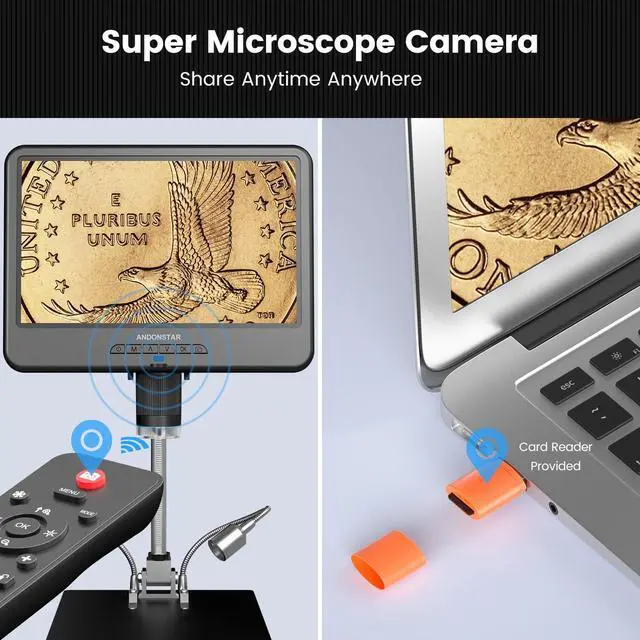 Alt view image 6 of 7 - AD210 10.1 Inch LCD Digital Microscope for Soldering, Coin | Microscope for Electronics Repair, Coin Microscope Camera Full View for Error Coins with Light, Slides Kit, 32G Card