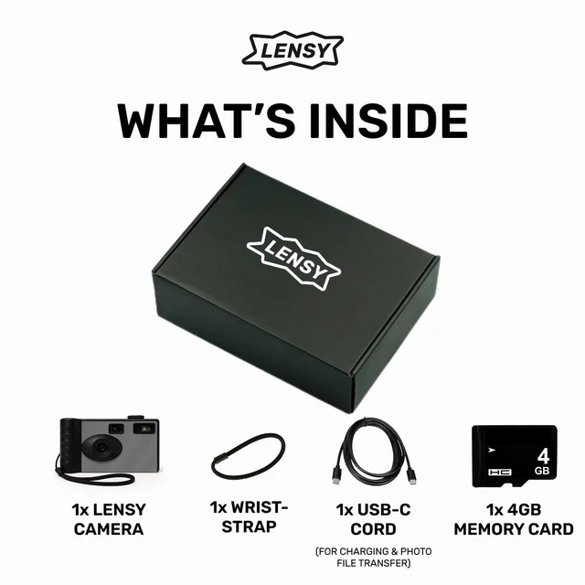 Alt view image 7 of 7 - Screen Free Digital Camera Four Built in Filters Rechargeable, 8mp, Lightweight, Focus-Free, Auto-Flash, Easy-to-Use, Reusable, Retro Film-Style Photos (Gray)