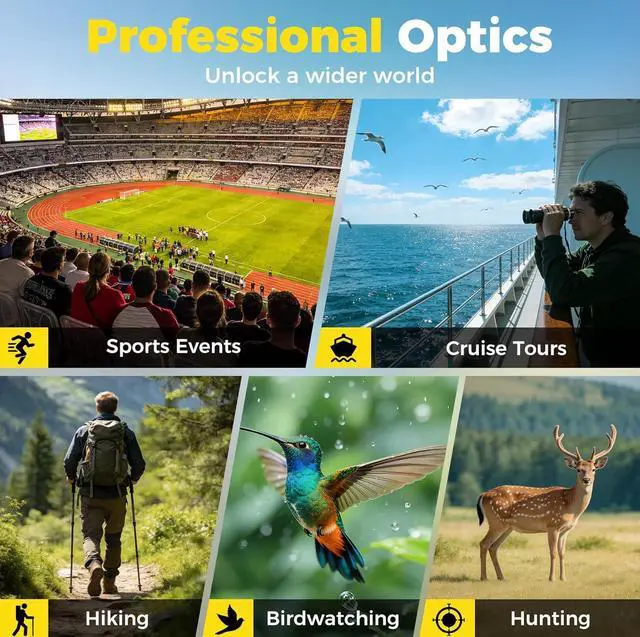 Alt view image 6 of 7 - 12x42 Binoculars for Adults High Powered Waterproof with Large View | Professional HD Binoculars BAK4 Prism FMC Lens Bird Watching Binoculars for Cruise Ship Hunting Camping Travel Sport Safari