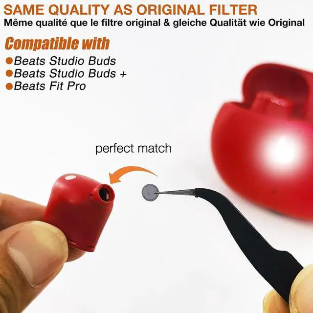Alt view image 2 of 4 - Replacement Dust Proof Mesh Filter for Beats Earbuds,10 Pieces | Compatible with Beats Studio Buds & Beats Studio Buds + & Beats Fit Pro Earbuds,Includes Tool Tweezers