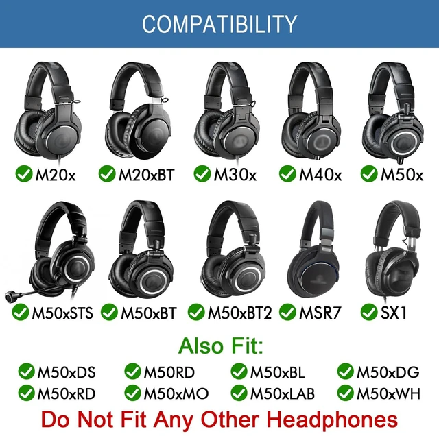 Alt view image 2 of 7 - Ear Pads Replacement for Audio Technica ATH M50/M50X/M50XBT/M40/M40X/M40XFS/M30/M30X/M35/M20X/MSR7/ Monitor Headphones, Earpads Cushions with Noise Isolation Memory Foam (Cooling Gel)