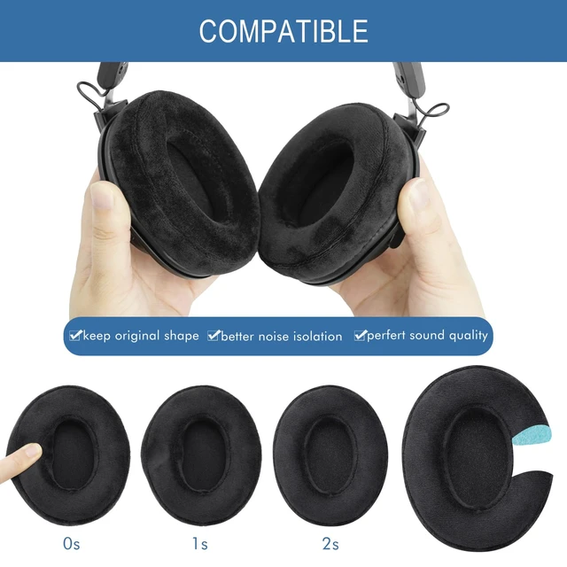 Alt view image 4 of 7 - Ear Pads Replacement for Audio Technica ATH M50/M50X/M50XBT/M40/M40X/M40XFS/M30/M30X/M35/M20X/MSR7/ Monitor Headphones, Earpads Cushions with Noise Isolation Memory Foam (Velour Black)