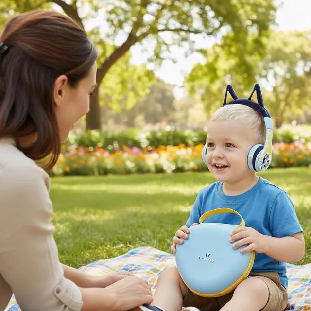 Alt view image 4 of 7 - Kids Headphones Case Compatible with eKids Bluey Bluetooth/JoySpark/VibeTune/EarFun Headphones, Kids and Toddler Headphone Storage Holder Bag Pouch (Box Only) (Blue)