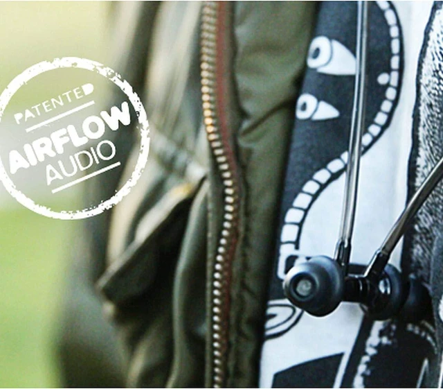 Alt view image 3 of 4 - Aircom A3 Active Stereo Earphone - Anti-Radiation Wired Sports Earbuds with Airflow Audio Technology Handsfree Headphones with Built-in Microphone (Black)