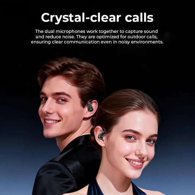 Alt view image 6 of 7 - Open Ear Earbuds Bluetooth 6.0 Headphones 60hrs Playtime Wireless Earbuds with Touchscreen Charging Case Hi-Fi Stereo Over Ear Headphones Noise Cancelling 5EQ IPX7 Waterproof for Running/Workout/Gym