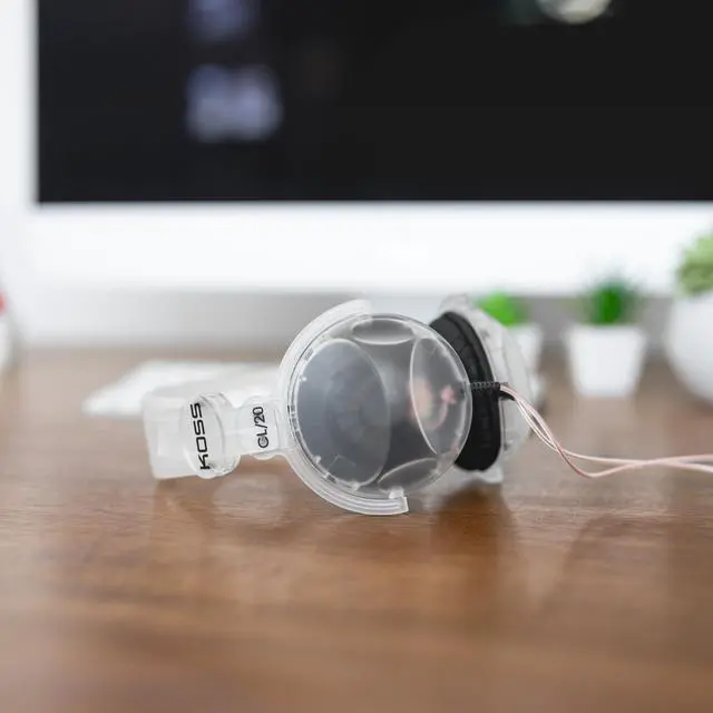 Alt view image 5 of 6 - CL/20 Clear Retro 90s Style On-Ear Headphones, Wired Plug | Transparent Design, 3.5mm Jack, Adjustable Headband, Leatherette Cushions