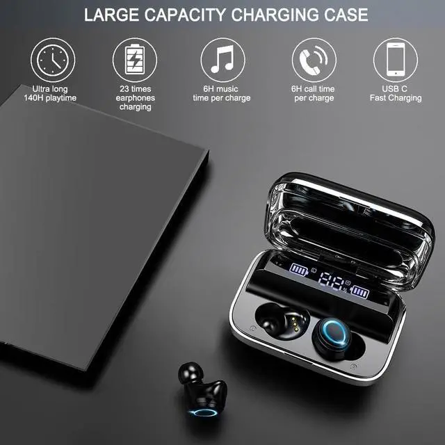 Alt view image 4 of 7 - Wireless Earbuds, 140Hrs Playtime Ear Buds 2026 New Bluetooth 5.3 Headphones 6D Stereo Bass with ENC Clear Call, IPX7 Waterproof Earphones for Sports/Working, in Ear Headphones for Android/iOS