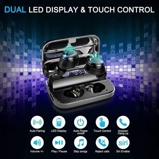 Alt view image 7 of 7 - Wireless Earbuds, 140Hrs Playtime Ear Buds 2026 New Bluetooth 5.3 Headphones 6D Stereo Bass with ENC Clear Call, IPX7 Waterproof Earphones for Sports/Working, in Ear Headphones for Android/iOS