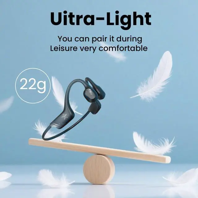 Alt view image 3 of 7 - Open-Ear Bluetooth Bone Conduction Sport Headphones Sweat Resistant Wireless Earphones Open Ear Earbuds Wireless Bluetooth Headset with Mic for Fitness Workouts Running,Built-in Mic,with Hair Band