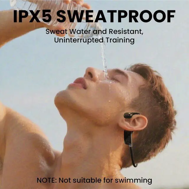 Alt view image 6 of 7 - Open-Ear Bluetooth Bone Conduction Sport Headphones Sweat Resistant Wireless Earphones Open Ear Earbuds Wireless Bluetooth Headset with Mic for Fitness Workouts Running,Built-in Mic,with Hair Band