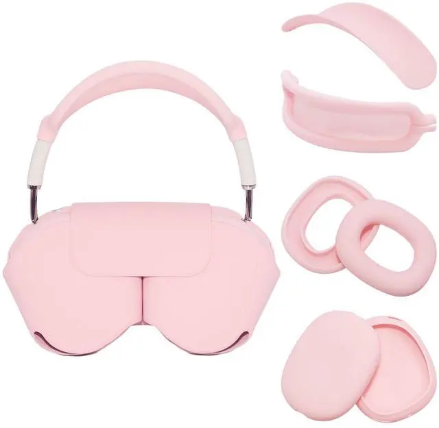Main image of for AirPods Max Smart Case with 4-in-1 Cover Set, Soft Leather Case with Sleep Mode for AirPods Max Headphones(2024/2020), Silicone Ear Pad/Ear Cup/Headband Covers(Up & Down), Pink