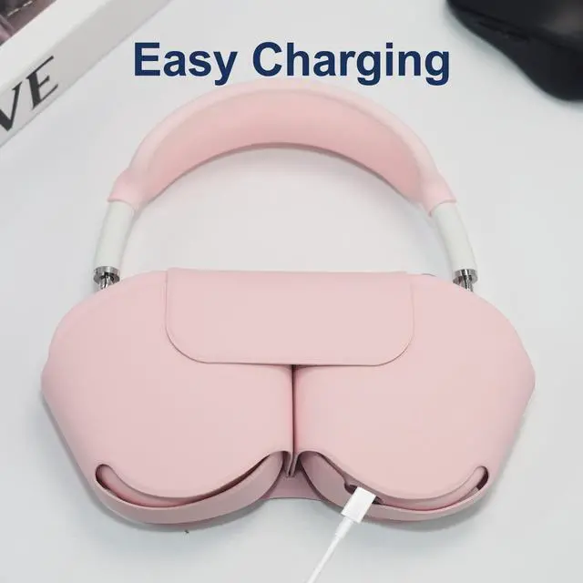 Alt view image 7 of 7 - for AirPods Max Smart Case with 4-in-1 Cover Set, Soft Leather Case with Sleep Mode for AirPods Max Headphones(2024/2020), Silicone Ear Pad/Ear Cup/Headband Covers(Up & Down), Pink