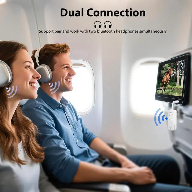 Alt view image 3 of 7 - Bluetooth 5.3 Transmitter Adapter for Airplane, Dongle for Flights | Connect 2 Headphones or Airpods, 3.5mm AUX Audio Jack Converter Plug for Airline Travel Gym, aptX Adaptive, 35Hrs Lasting