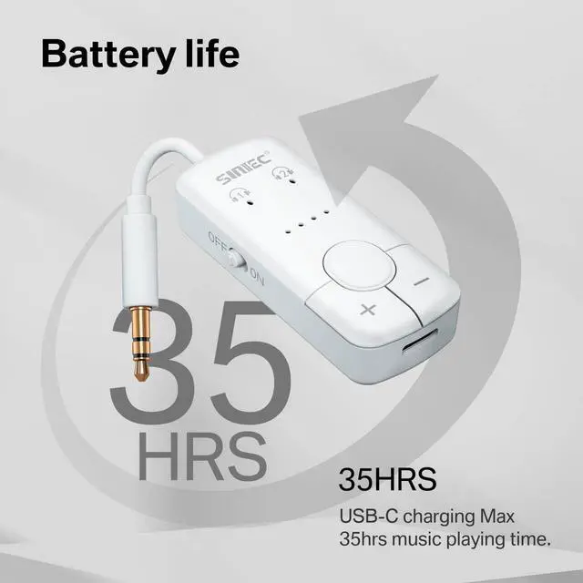 Alt view image 6 of 7 - Bluetooth 5.3 Transmitter Adapter for Airplane, Dongle for Flights | Connect 2 Headphones or Airpods, 3.5mm AUX Audio Jack Converter Plug for Airline Travel Gym, aptX Adaptive, 35Hrs Lasting