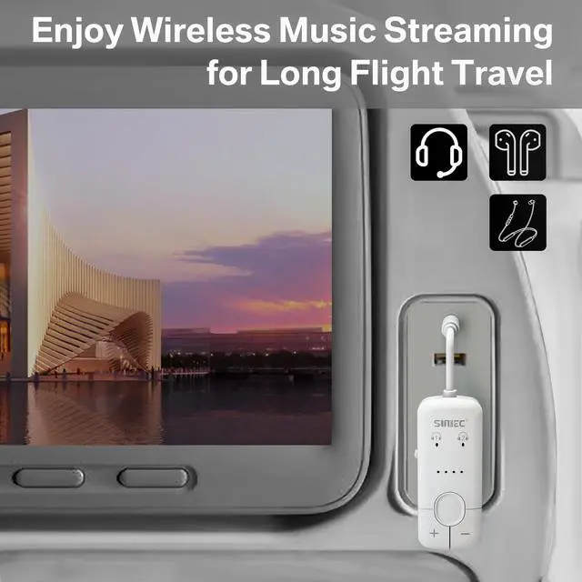 Alt view image 2 of 7 - Bluetooth 5.3 Transmitter Adapter for Airplane, Dongle for Flights | Connect 2 Headphones or Airpods, 3.5mm AUX Audio Jack Converter Plug for Airline Travel Gym, aptX Adaptive, 35Hrs Lasting