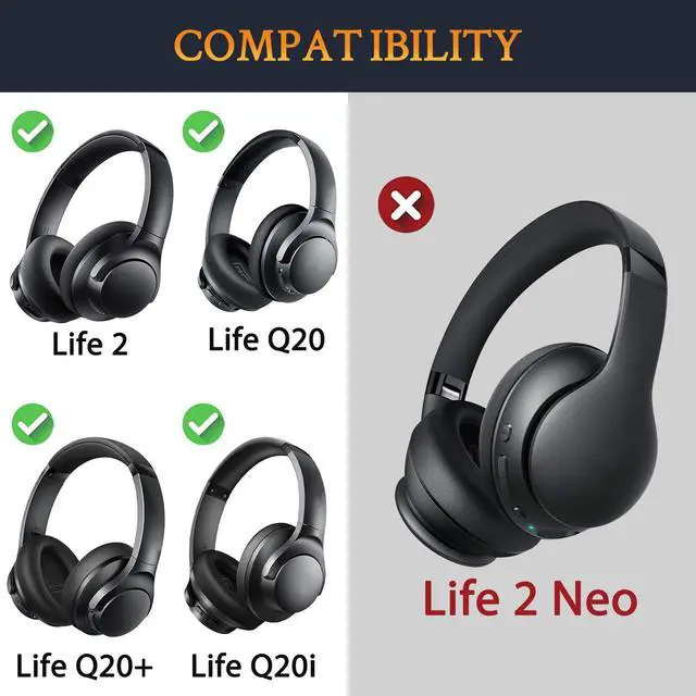Alt view image 2 of 5 - Headband Side Cover Slider Outer & Inner for Anker Soundcore Life 2 (Not fit Life 2 Neo)/Q20/Q20+/Q20I/Q20BT Headphones, Replacement Head Band Repair Part Accessories Kit - Navy Blue