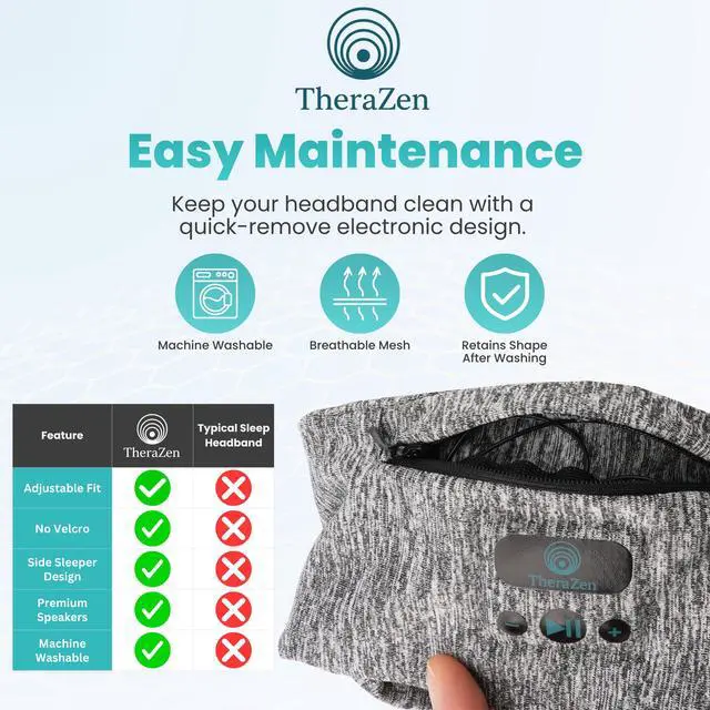 Alt view image 6 of 7 - Adjustable Wireless Comfort Headband - Bluetooth Headphones Headband for Exercise, Sleep, Travel, and Relaxation