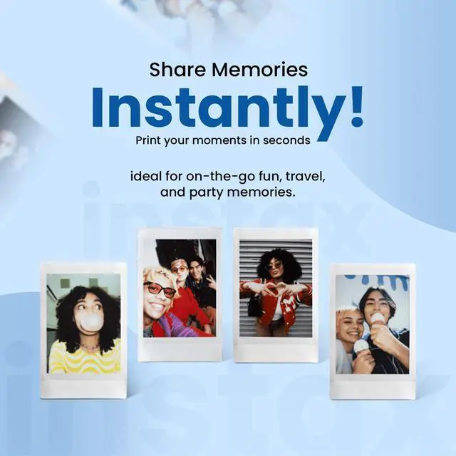 Alt view image 3 of 7 - Instax Mini Instant Film, 20 Shots (10 Sheets x 2) Capture Memories Anytime, Anywhere + BluebirdSales Premium Cleaning Cloth & 8 AA Batteries