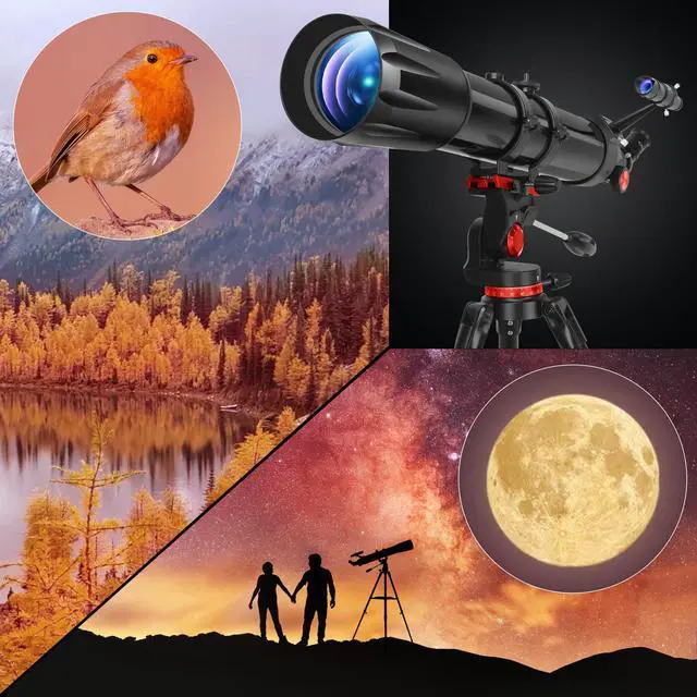 Alt view image 7 of 7 - Telescope for Adults High Powered, 90mm Aperture 900mm Refractor | Telescopes for Kids & Beginners, Magnification 450X,for Planet Observation with Stainless Tripod & Phone Adapter