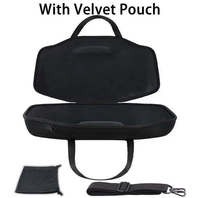 Alt view image 2 of 7 - Hard Case for JBL Boombox 4 Portable Bluetooth Speaker, Black | Velvet Accessory Pouch, Integrated Handle Slot, Cable Organization, Shoulder Strap, Soft Velvet Lining, Secure Carrying