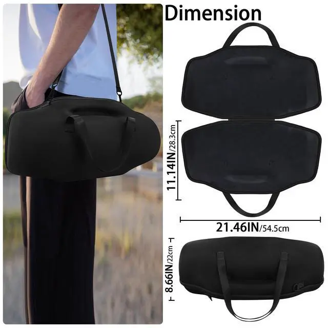 Alt view image 7 of 7 - Hard Case for JBL Boombox 4 Portable Bluetooth Speaker, Black | Velvet Accessory Pouch, Integrated Handle Slot, Cable Organization, Shoulder Strap, Soft Velvet Lining, Secure Carrying