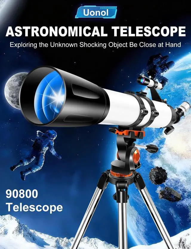 Alt view image 5 of 7 - Telescope for Adults High Powered,90mm Aperture 800mm Refractor | Professional Telescopes,32X-240X Magnification,AZ Mount Tripod,Phone Adapter & Carry Bag,for Astronomy Beginners Stargazing