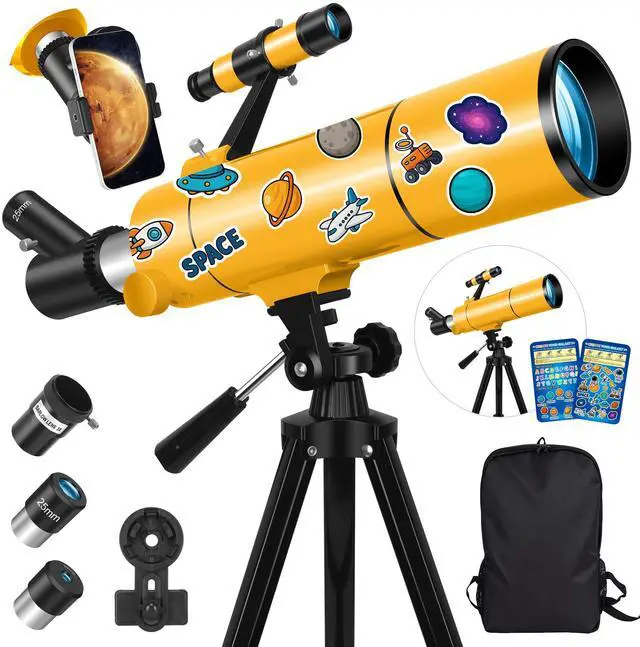 Main image of Telescope for Adults & Kids, 80mm Aperture 500mm Refractor | Portable Travel Telescopes, for Astronomy Beginners and Family Stargazing, with Tripod, Stickers, Phone Adapter, Backpack