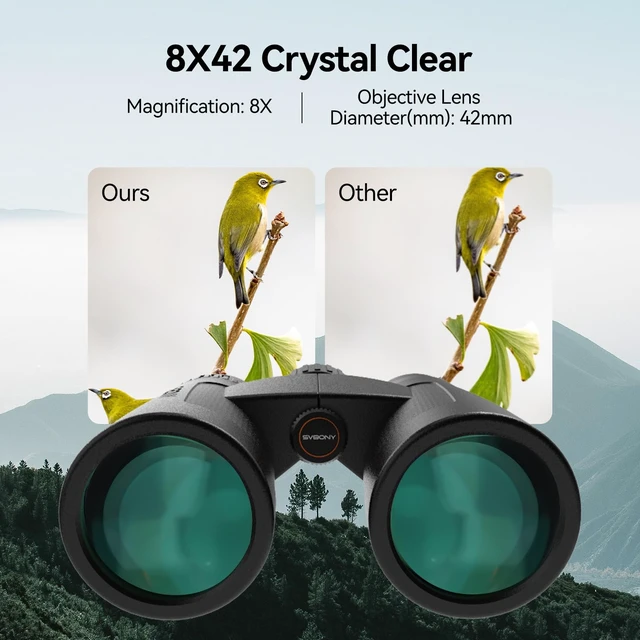 Alt view image 2 of 7 - Upgraded SV202 8x42 Binoculars for Bird Watching, ED Binoculars Lens Extra-Low Dispersion Objective Lens, BAK4 & FMC System, 8°+Wide View Angle, IPX7 Waterproof Fogproof for Outdoor Observation