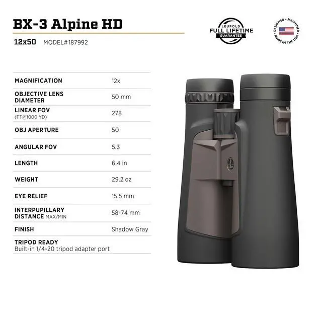 Alt view image 6 of 7 - BX-3 Alpine HD Binoculars, 10x42mm (187990)