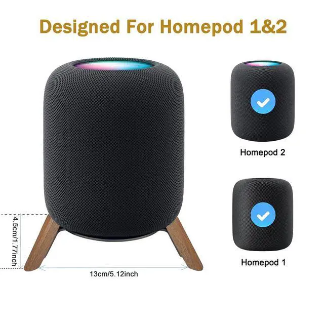 Alt view image 2 of 6 - Wood Desktop Tripod Stand Wooden Holder for HomePod 1 and Home pod 2 | Real Sturdy Stable Wooden Holder With Metal Frame Protect Homepod Home pod 1st & 2nd Speaker for Better Sound (Only Stand)