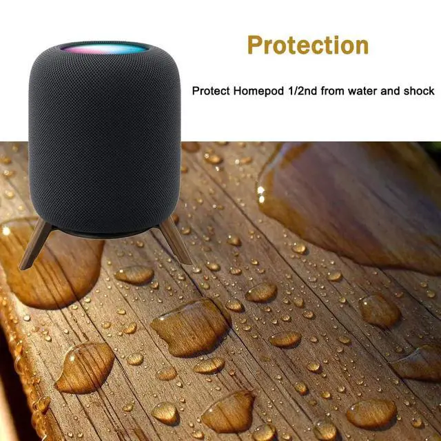 Alt view image 5 of 6 - Wood Desktop Tripod Stand Wooden Holder for HomePod 1 and Home pod 2 | Real Sturdy Stable Wooden Holder With Metal Frame Protect Homepod Home pod 1st & 2nd Speaker for Better Sound (Only Stand)