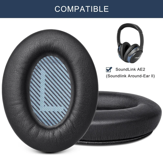 Alt view image 2 of 7 - Ear Pads for Bose SoundLink AE2 / SoundLink Around Ear ii - Black Replacement Ear Pads Cushions with Premium Protein Leather, Noise Isolation Memory Foam
