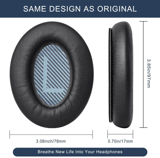 Alt view image 6 of 7 - Ear Pads for Bose SoundLink AE2 / SoundLink Around Ear ii - Black Replacement Ear Pads Cushions with Premium Protein Leather, Noise Isolation Memory Foam