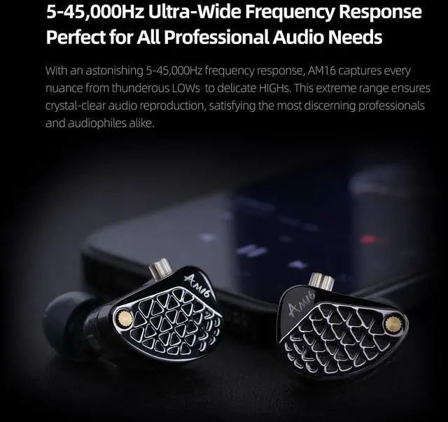 Alt view image 5 of 7 - AM16 in Ear Monitor Headphones 3.5mm Jack 16BA Drivers HiFi IEM | High Clarity Gaming Earbuds Clarity in All Frequency Stereo Sound Comfortable Headphones for Musicians (Deep Bass, Nomic)